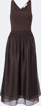 Vince Shirred rIbbed-knit midi dress