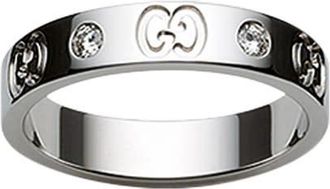 Gucci Icon Ladies 18k White Gold Diamond Band Ring