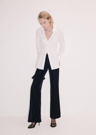 Mango Pantaloni flare velluto blu notte - Donna - XXS - MANGO