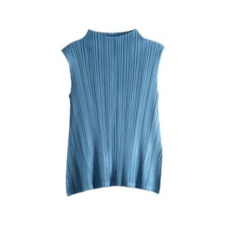 Issey Miyake Canotta plissettata - - Tops - Donna - Blu - L