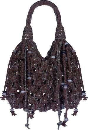 Hibourama Bags Choco Hematite Handcrafted Wool Pendant Shoulder Bag
