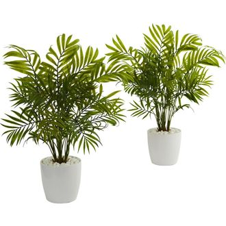 Nearly Natural 19.5-in Palms in White Planter Artificial Plant in Green at Nordstrom