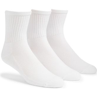 Nordstrom 3-Pack Everyday Low Crew Socks in White at Nordstrom