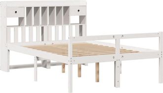 vidaXL Cama Con Estanter&iacute;a Sin Colch&oacute;n Madera Maciza Blanca 140x200 Cm Vidaxl