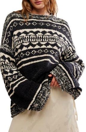 Free People Dani Oversize Cotton Blend Sweater in Black Combo at Nordstrom Rack, Size Medium