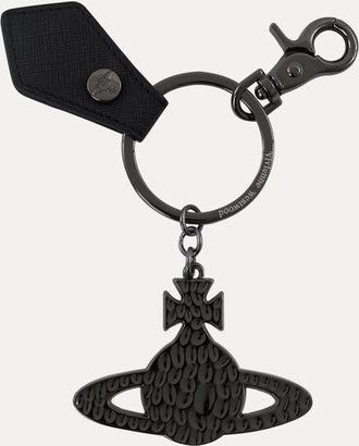 Vivienne Westwood Saffiano Hammered Orb Keyring Metal Black One Size Unisex