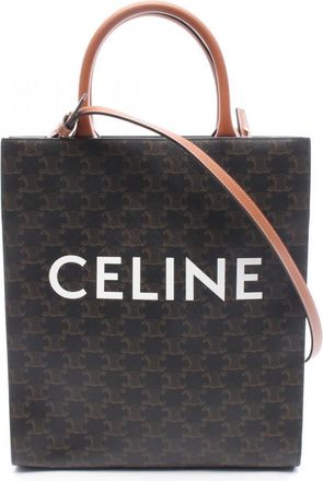 Celine Brown Coated Canvas Leather Tote Bag (Pre-Owned)