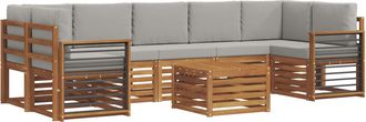 vidaXL Conjunto De Sof&aacute;s De Exterior 8 Uds. Gris Natural Y Claro Vidaxl