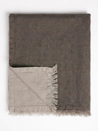 Anaya with Love Reversible Linen Fringe Throw in Mocha Brown at Nordstrom
