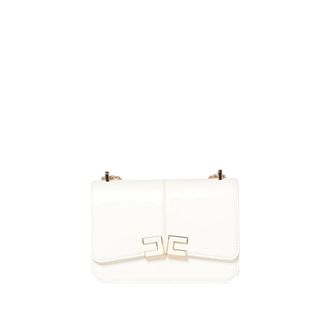 Elisabetta Franchi Shoulder Bags, female, White, Size: ONE SIZE Logo-plaque Shoulder Bag