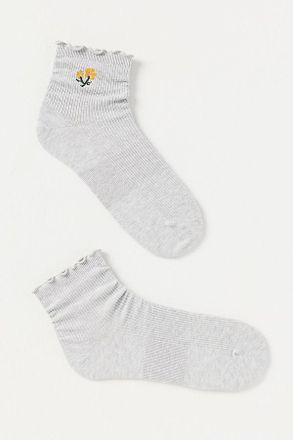Bombas Embroidered Ruffle Rib Quarter Socks