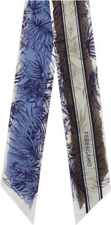 Ferragamo Foulard in seta con stampa - Blu