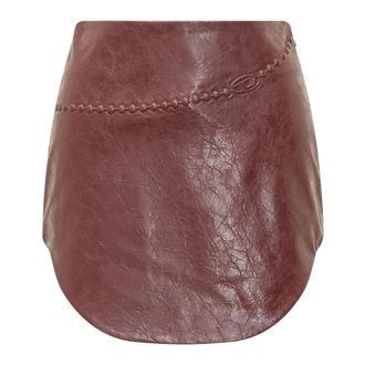 Diesel Leather Skirts, female, Red, Size: S Short Leather Skirt