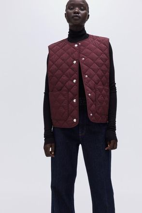 H&M Quilted Gilet in Burgundy at Nordstrom, Size Xx-Small