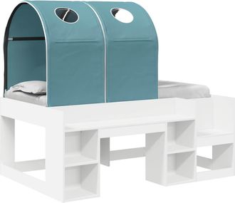 vidaXL Cama Con T&uacute;nel 3 Uds. Blanco Y Azul Claro Madera De Ingenier&iacute;a Vidaxl