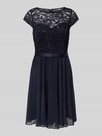 Jake*s Cocktailkleid mit H&auml;kelspitze in Marine Melange, Gr&ouml;&szlig;e 40