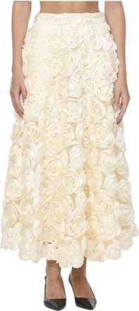 Rotate ROTATE Birger Christensen, Maxi Skirts, female, White, XS, Floral Appliqu&eacute; Skirt