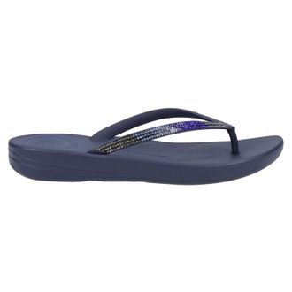 FitFlop Iqushion Ombre Sparkle Synthetic Womens Toe Post Sandals - Midnight Navy - Size:UK 6.5