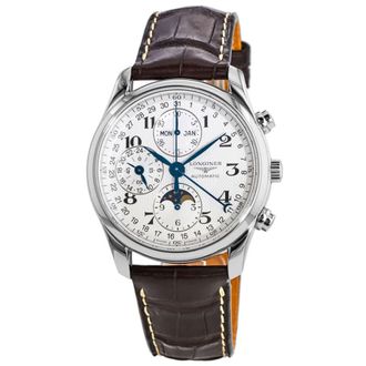 Longines Master Collection Moonphase 40mm Chronograph Leather Strap Mens Watch L2.673.4.78.3