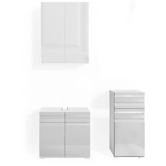 Vicco Conjunto de muebles de baño Freddy, Blanco alto brillo, 3 piezas