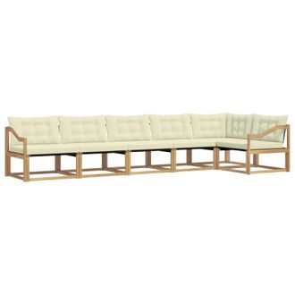 vidaXL Conjunto De Sof&aacute;s De Exterior Con Coj&iacute;n 6 Pcs Blanco Y Crema Vidaxl