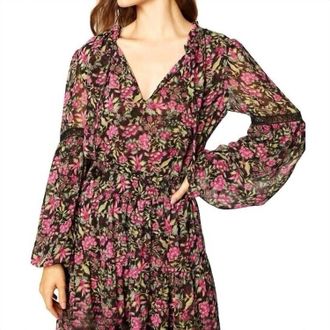 Misa Alicia Long Sleeve Top In Flora Fuchsia