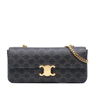 Celine Triomphe Coated Canvas Triomphe Chain Shoulder Bag W-LM-3241