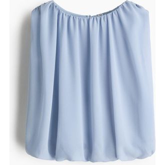 H&M Draped Bubble-hem Top in Light Blue at Nordstrom, Size X-Small