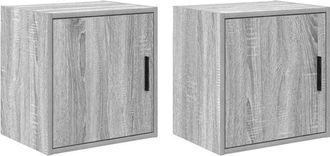 vidaXL Garage Wall Cabinets 2 pcs Grey Sonoma Engineered Wood Vidaxl