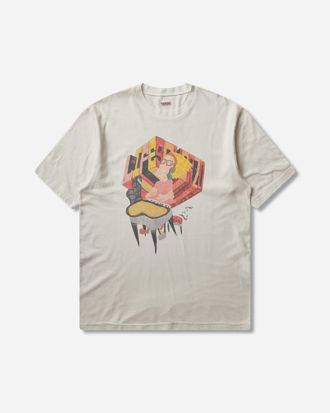 KAPITAL Men s 20/-Jersey Crew T-Shirt (Analog Piano Man) Ecru