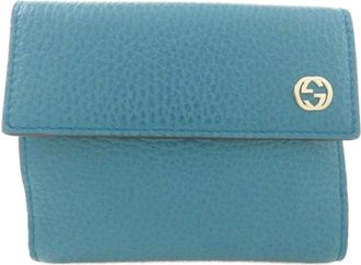 Gucci Blue Green Teal Leather Wallet (Bi-Fold) (Pre-Owned)