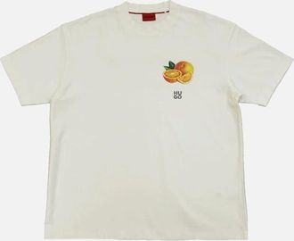 HUGO BOSS Mens HUGO Dartiee Cotton oversize fit T-Shirt, Natural - White - Size: 40