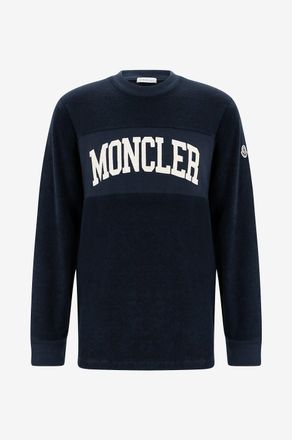 Moncler Frottee-Rundhalssweatshirt mit Collegelogo