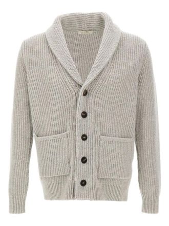FILIPPO DE LAURENTIIS shawl-collar ribbed cardigan - men - Wool/Cashmere - 54 - Grey