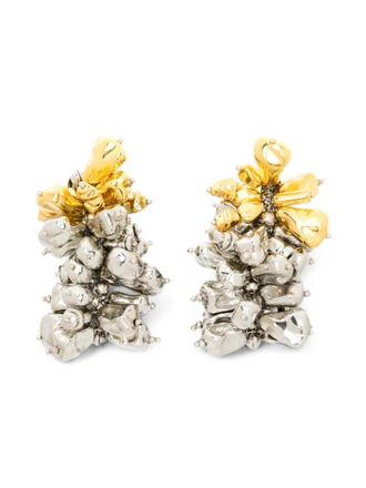 Dries Van Noten Silver Beaded Cluster Earrings