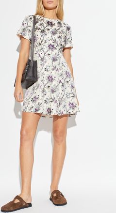 Kate Spade New York Floral Motif Dress, Womens, Cream