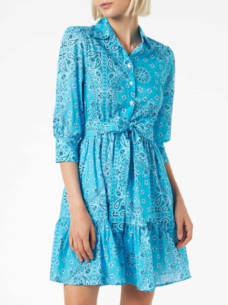 MC2 Saint Barth Bandanna Print Cotton Short Dress Daisi With Embroideries