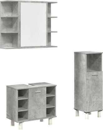 vidaXL Vidaxl - Set Muebles De Ba&ntilde;o 2 Piezas Madera Contrachapada Gris Hormig&oacute;n