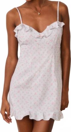 LoveShackFancy Stephania Floral Cotton Mini Dress In White
