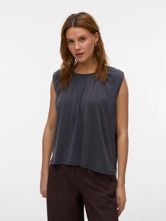 Vero Moda Shirttop VERO MODA VMFILLI SL TOP JRS NOOS, Damen, Gr. XL, asphalt, Jersey, Obermaterial: 70% Modal, 30% Polyester, unifarben, normal, Rundhals, Tops 