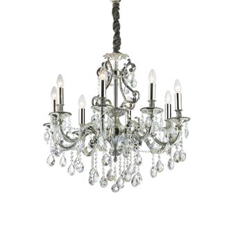 Netlighting Gioconda 8 Light Crystal Chandelier Antique Silver Finish E14 in Clear