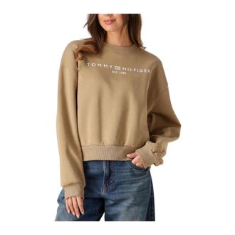 Tommy Hilfiger Hoodies & sweatvesten, Dames, Beige, XL, Katoen, Corp Logo Mdrn Swtsrt