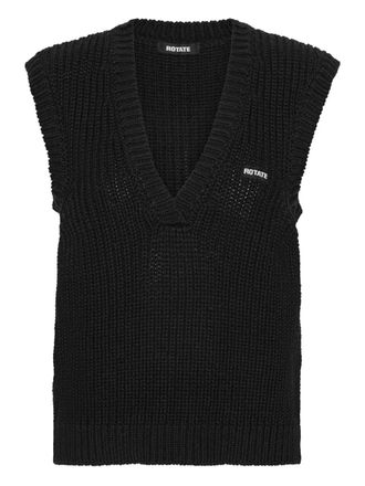 Rotate V-neck knitted vest - women - Merino/Organic Cotton - M - Black