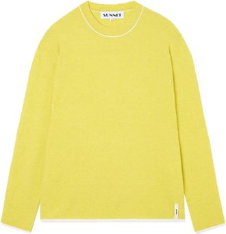 Sunnei Longsleeve Roundneck - Heren - Ronde hals truien - Geel - S - Wol - Truien & Vesten