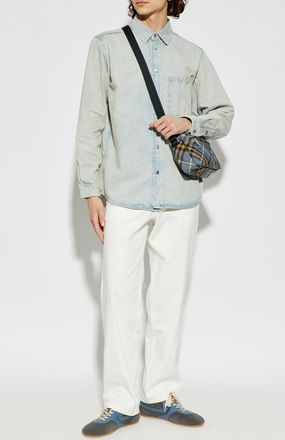 Sams&oslash;e & Sams&oslash;e Sadamon Denim Shirt, Mens, Light Blue