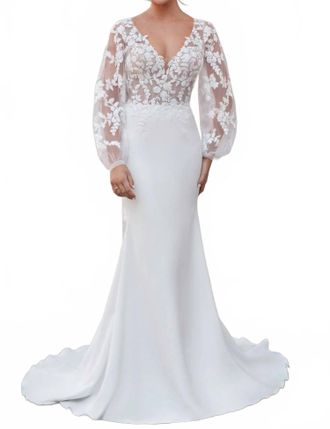 Justin Alexander Riley Stretch Crepe Wedding Dress In Ivory/nude