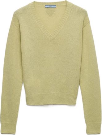 Prada Geribbelde trui met V-hals - Groen