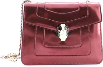 Bulgari Serpenti Forever Square Shoulder Bag Metallic Leather Small