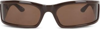 Balenciaga Occhiali da sole rettangolari con logo BB - Marrone