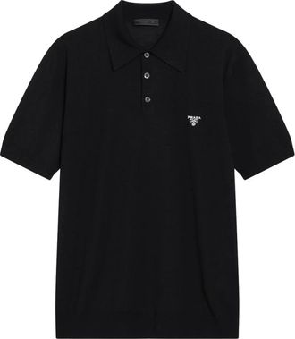 Prada Polo Shirts, male, Blue, Size: 2XL Superfine Wool Polo Shirt